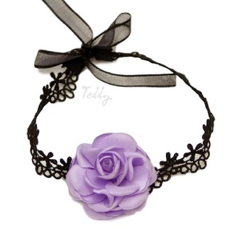 Vòng cổ, dây cổ choker hoa hồng lụa RC01
