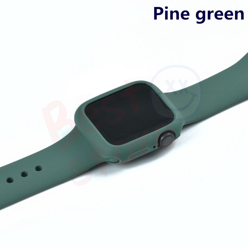 Mềm Ốp Lưng Silicone Màu Xanh Lá Cho Đồng Hồ Iwatch Series 6 Se 5 4 3 2 1 42mm 38mm 40mm 44mm