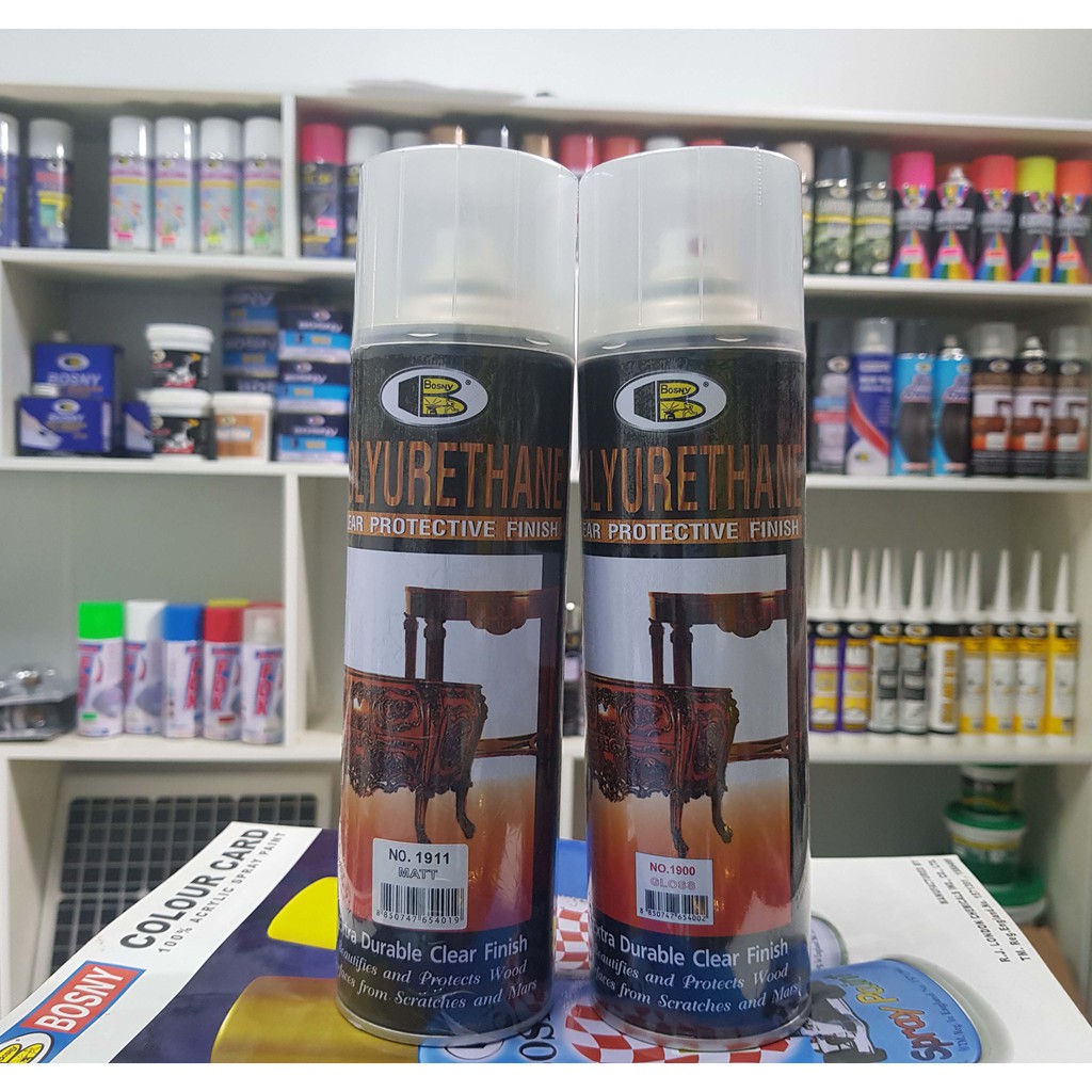 Sơn xịt bóng gỗ PU POLYURETHANE Bosny- Nhập Khẩu Thái Lan