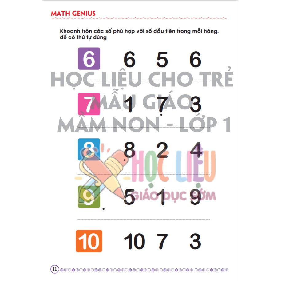 Học liệu Toán cho trẻ mầm non – Math Genius Tập 2