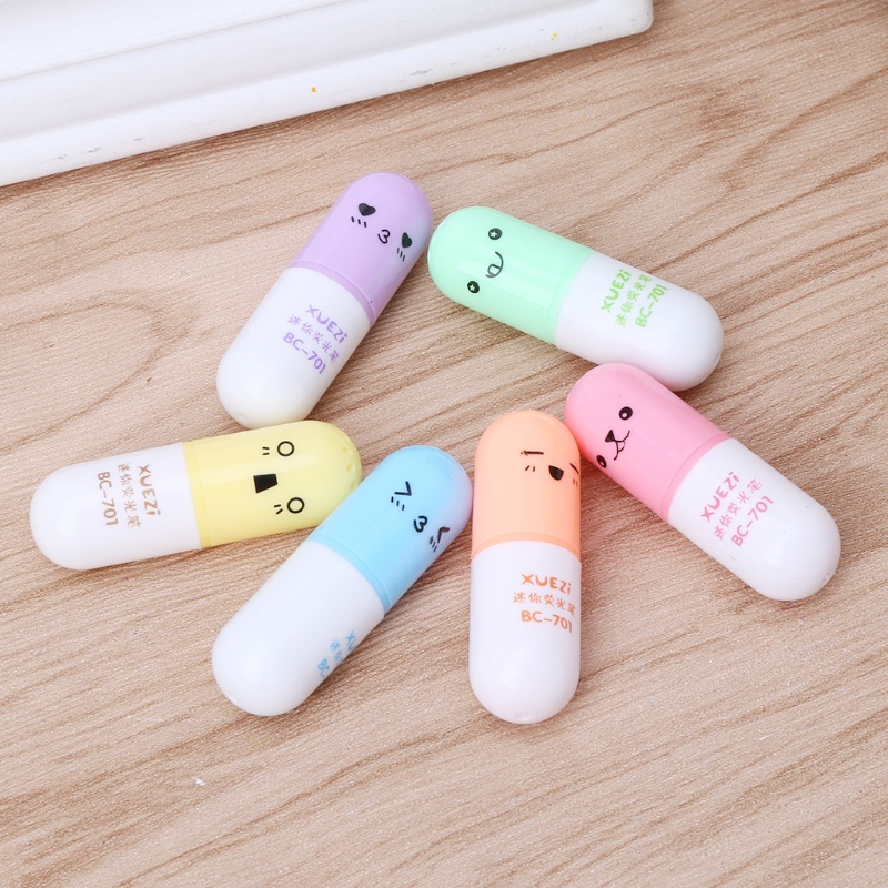 Set 6 Bút Dạ Quang Mini Hình Viên Thuốc Lá / Trứng