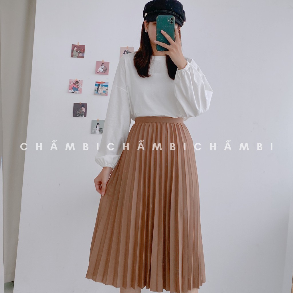 Chân Váy Midi Trơn Xếp Ly Dáng Dài Nhiều Màu Cực Xinh Freesize<58kg - CV.008 | BigBuy360 - bigbuy360.vn