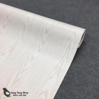 Decal vân gỗ màu trắng ( vân to ) - giấy dán tường dán bàn tủ có sẵn keo