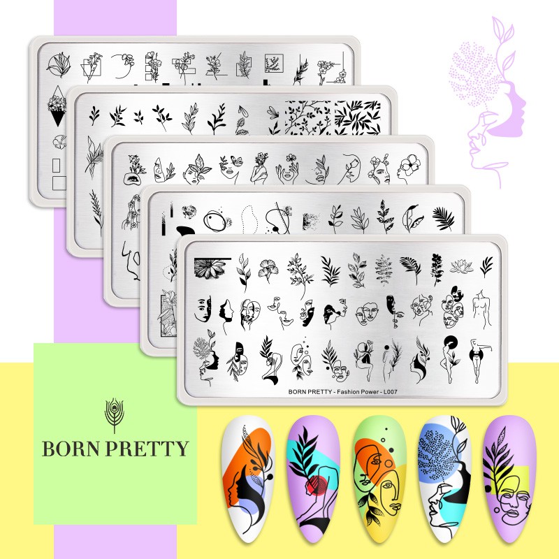 Khuôn BORN PRETTY họa tiết hoa lá xinh xắn tiện dụng trang trí móng tay