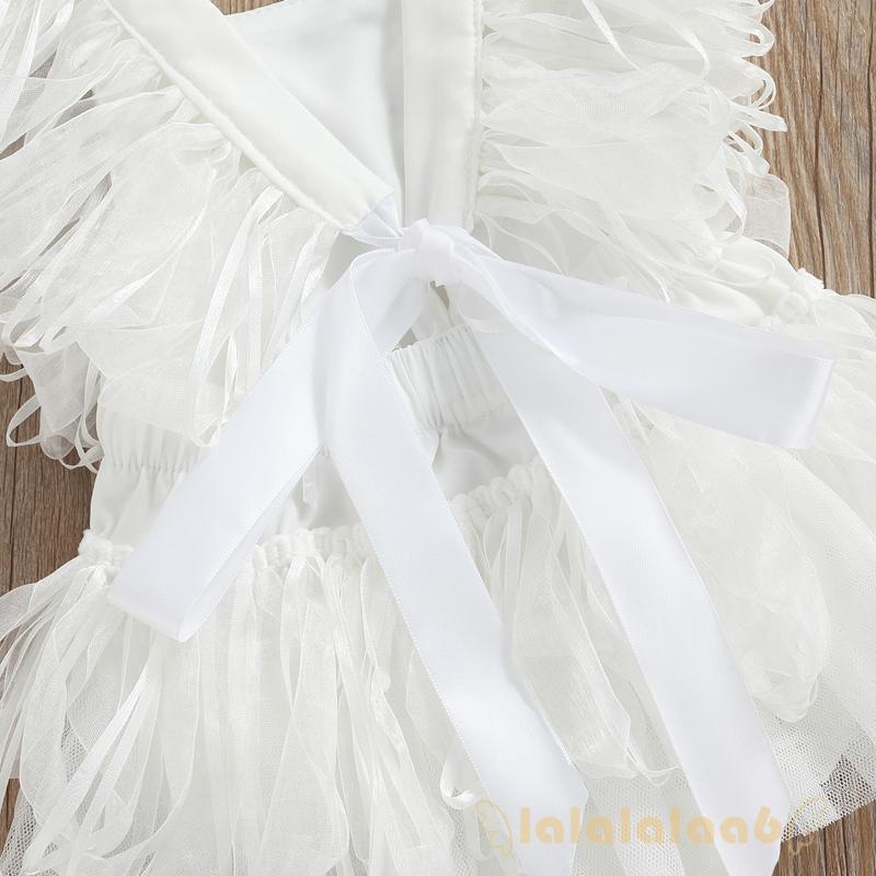 Bộ áo liền quần không tay màu trơn phối ren thời trang dành cho bé LAA6