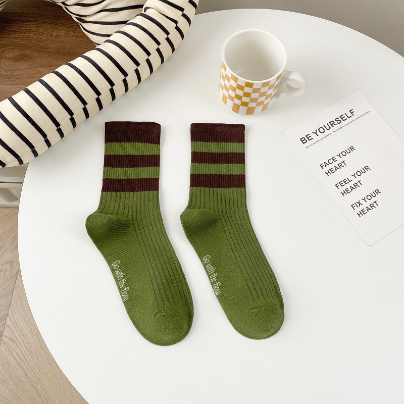 Vớ WAFNHA D574 họa tiết kẻ sọc màu trơn sáng tạo thời trang cho nữ