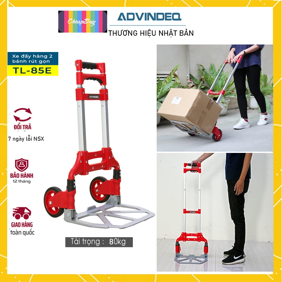 Xe đẩy kéo hàng đi chợ 2 bánh gấp gọn đa năng 85kg nhập khẩu Advindeq TL-85E,xe kéo hàng xếp gọn bảo hành 12 tháng