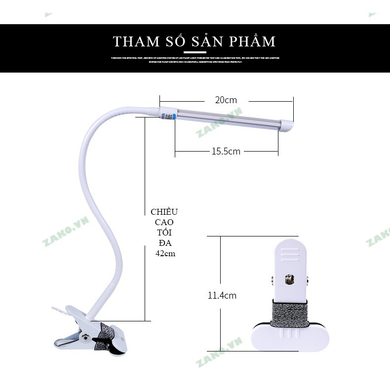 Đèn Đọc Sách Bảo Vệ Mắt Kết Hợp Ánh Sáng Quang Hợp Cho Cây Để Bàn 02 - Zako