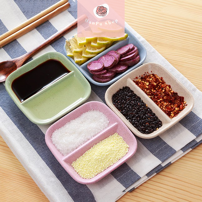 Chén Bát Đựng Gia Vị 2 Ngăn Dĩa Đựng Nước Chấm