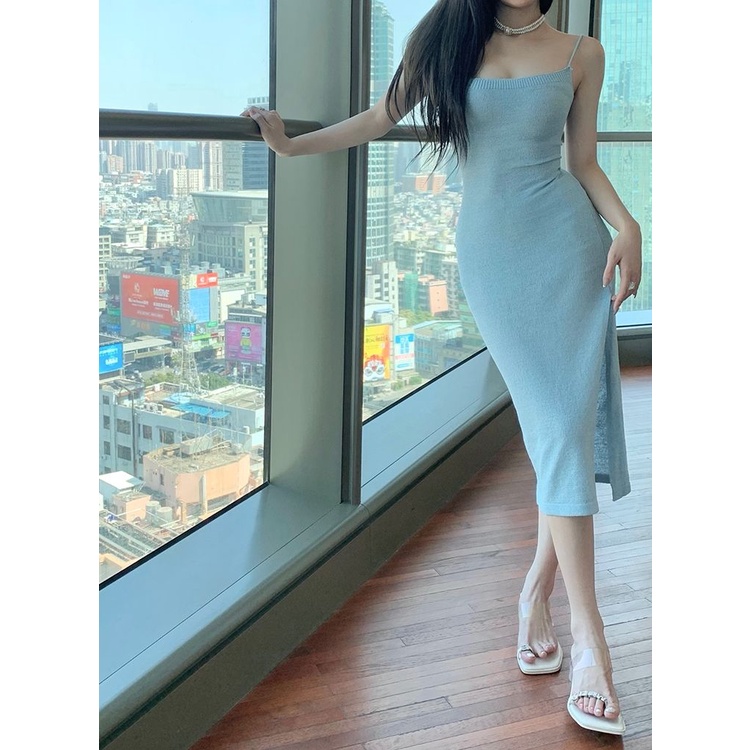 Đầm Hai Dây Dệt Kim Ôm Dáng Phong Cách Mùa Hè Gợi Cảm Kiểu Mới