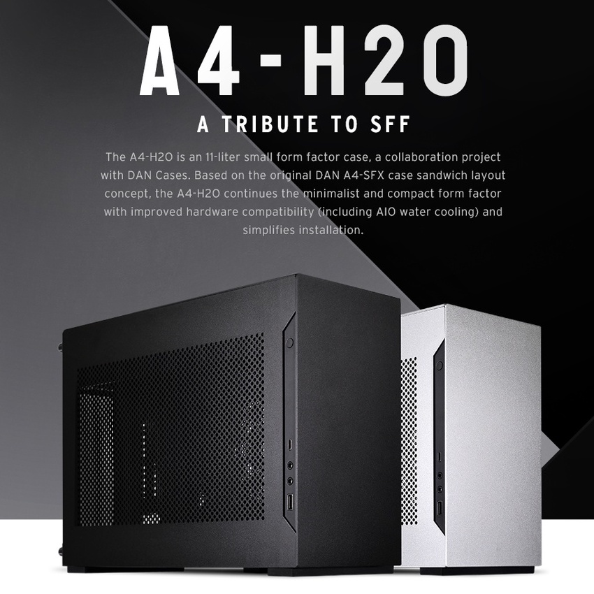 Vỏ case máy tính Lian Li A4H2O Black | Silver kèm Riser VGA PCIe 4.0 - Chính hãng, A4 H20 X4 A4, mini ITX, mITX, HTPC