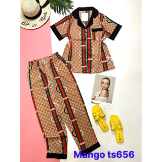 Đồ bộ pyjama quần dài vải lụa mặc nhà siêu sang