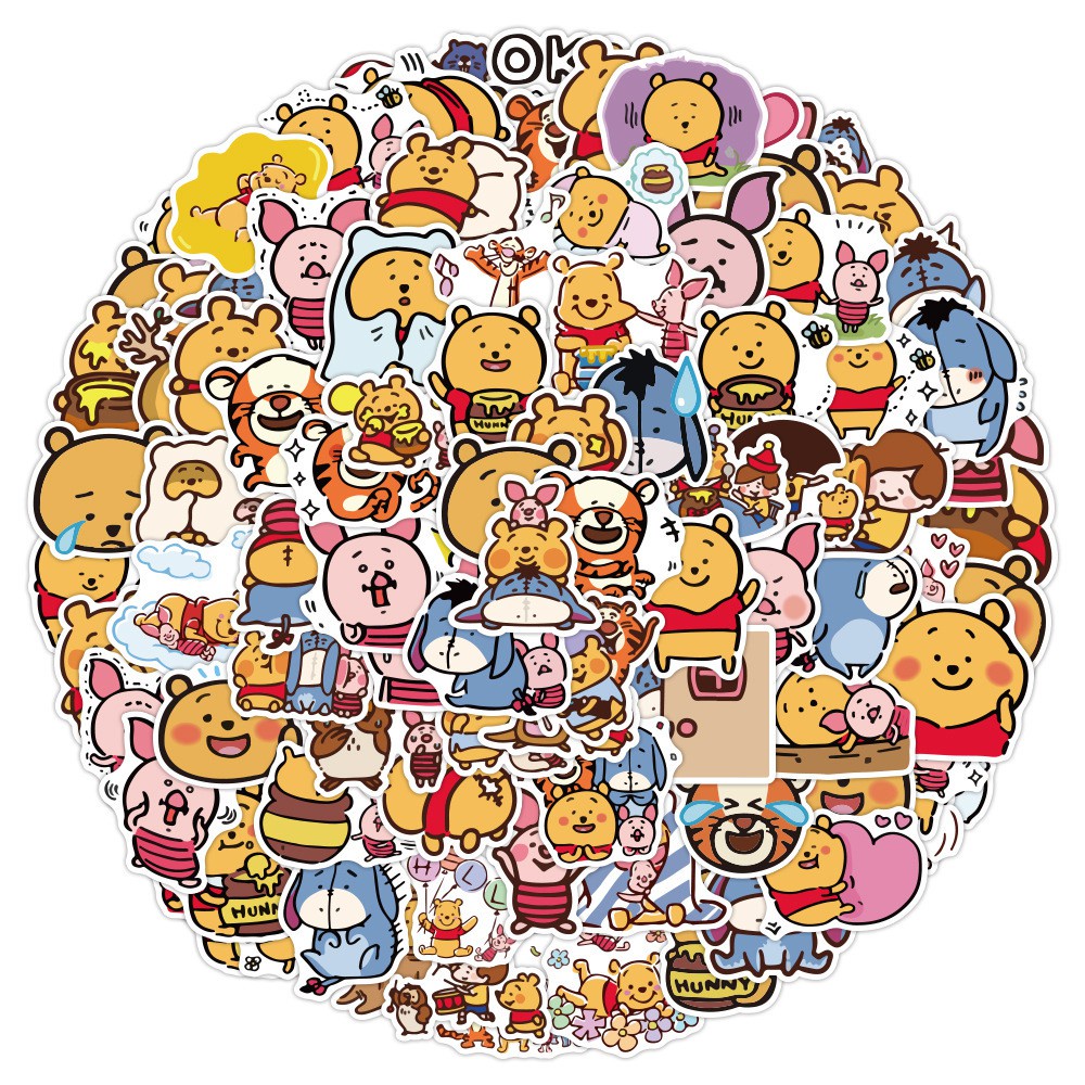 Set 100 / 50 Miếng Dán Hình Gấu Hoạt Hình Dễ Thương Trang Trí Đa Ứng Dụng