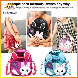 Balo da pu đính tai thỏ lấp lánh cho bé gái
