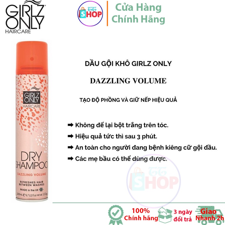 Dầu Gội Khô Girlz Only màu cam Dazzling Volume Làm Phồng Tóc 200ml ttshop