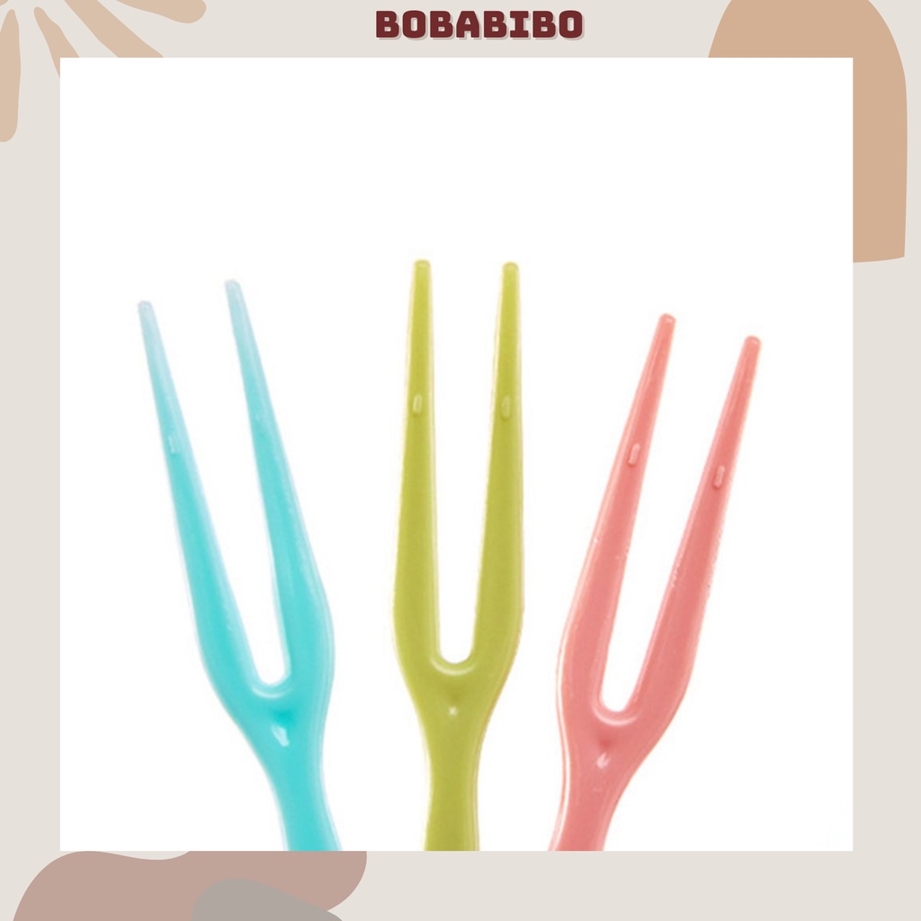 Hộp 50 Dĩa Nhựa Ăn Hoa Quả, Cắm Thức Ăn Màu Sắc Dễ Thương, Rĩa Nhựa Ăn Hoa Qủa An Toàn Dùng Một Lần Bobabibo