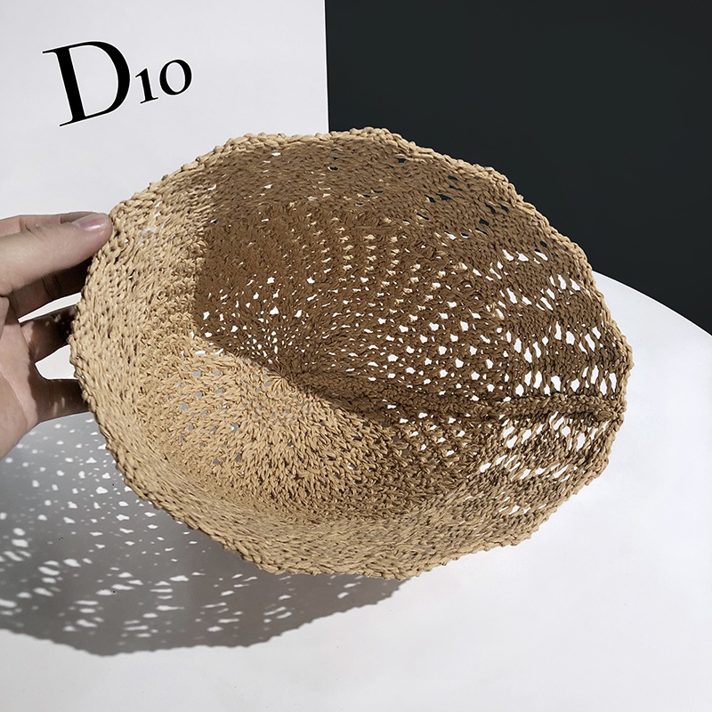 Nón Bucket Đan Cói Chống Nắng Khoét Rỗng Phong Cách Nhật Bản Thời Trang Mùa Hè Cho Nữ