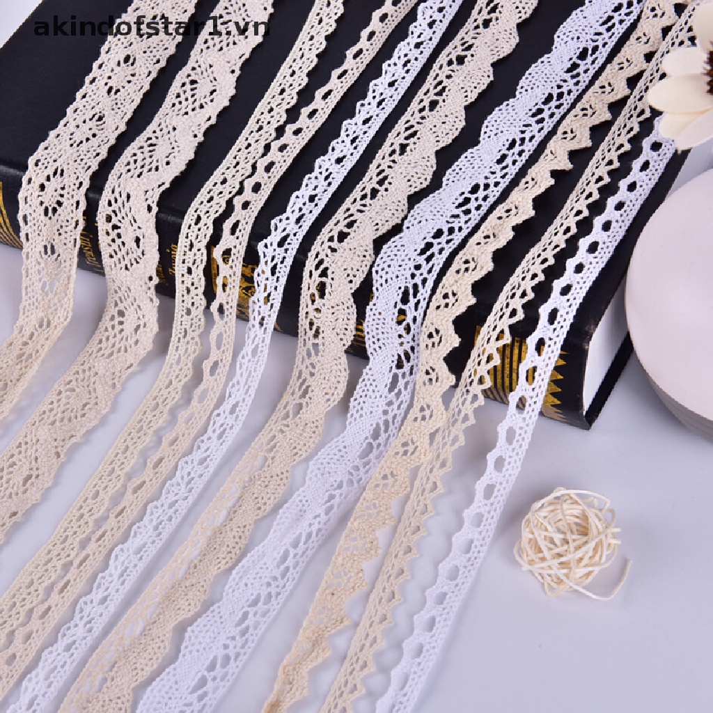Bộ 5 Dây Ruy Băng Ren cotton 1m Dùng Làm Đồ Thủ Công DIY