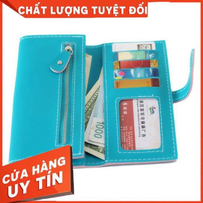 [Thanh lí xả kho] Ví nữ dài mini nhiều ngăn tiện dung, khóa cài gấp đôi , phù hợp đựng tiền và đựng thẻ ATM