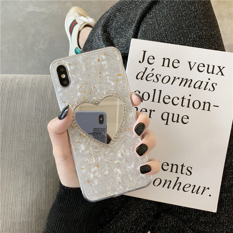 Love mirror iPhone 12 mini 11 pro XR Xs Max X 8 7 6 6s plus se 2020 mobile phone case Apple full gold foil makeup case