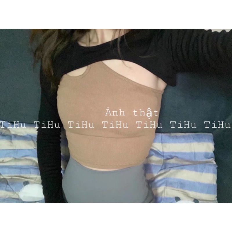 Áo croptop mix áo khoác len ôm body phong cách cá tính (kèm video+ảnh thật) | BigBuy360 - bigbuy360.vn