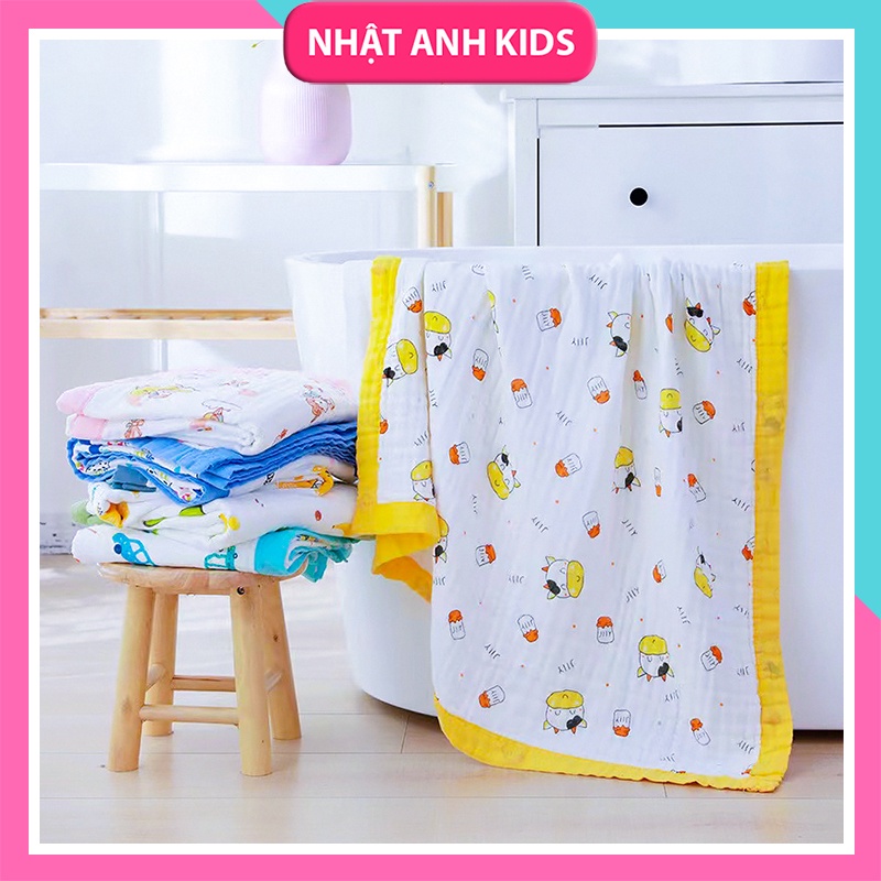 [ Tặng bát ăn dặm mini ] Khăn Tắm 6 Lớp hàng Quảng Châu CAO CẤP kích thước 110 x 110 cm