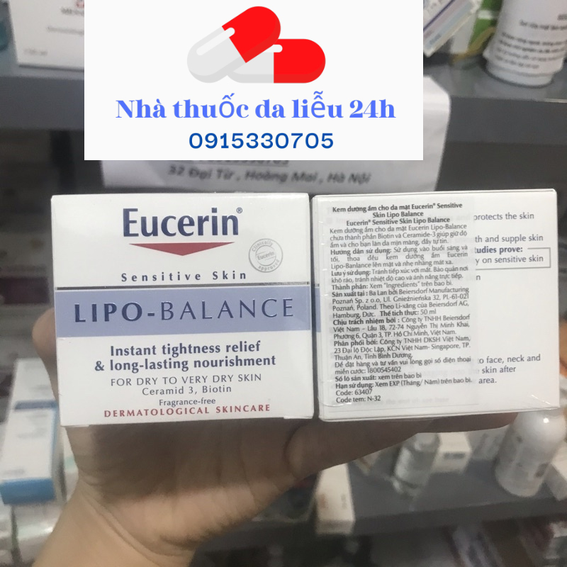 Eucerin Lipo Balance KEM DƯỠNG ẨM CHO DA KHÔ DA NHẠY CẢM 50ML