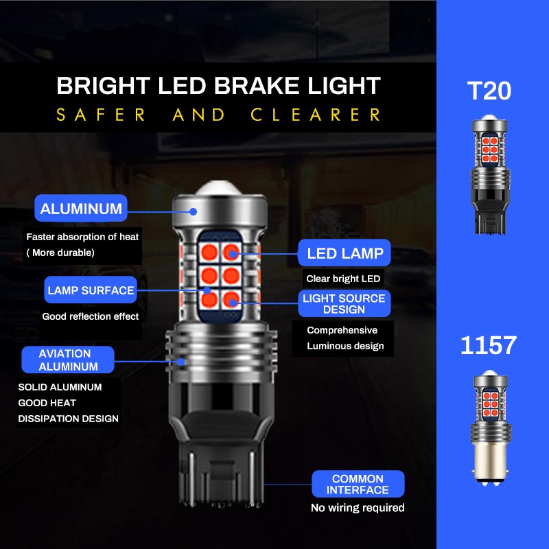 Đèn Phanh Xe Hơi 27 Bóng LED T20 / 7443 1157 / P21-5W (Nhấp Nháy 3 Lần + Liên Tục)
