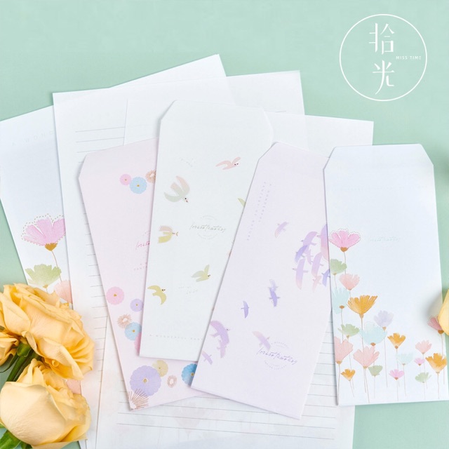 Combo ưu đãi 24 tờ giấy viết thư + 12 phong bì học sinh ngộ nghĩnh