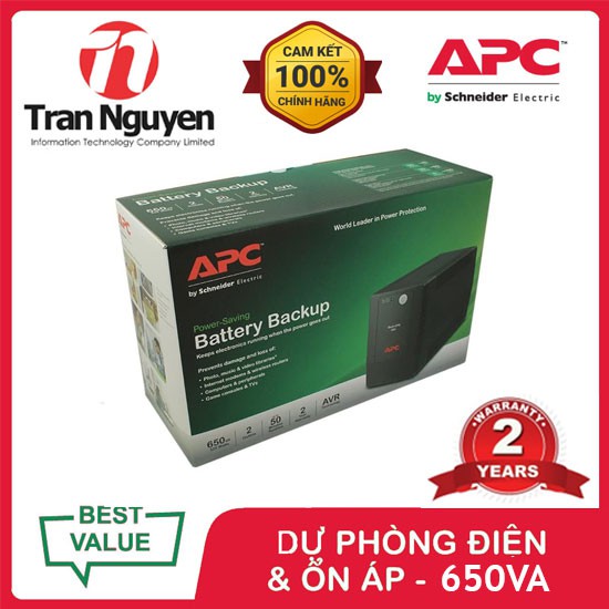 Bộ lưu điện APC BX650LI-MS Back-UPS 650VA 230V AVR Universal Sockets Hàng Chính Hãng