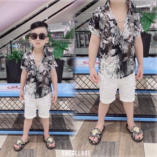 SÉT BỘ ÁO SƠ MI LỤA + QUẦN KAKI ĐÙI CHO BÉ