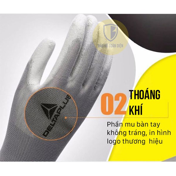 Găng tay phủ PU đa dụng Deltaplus VE702PG | Găng tay làm điện, làm vườn, lái xe