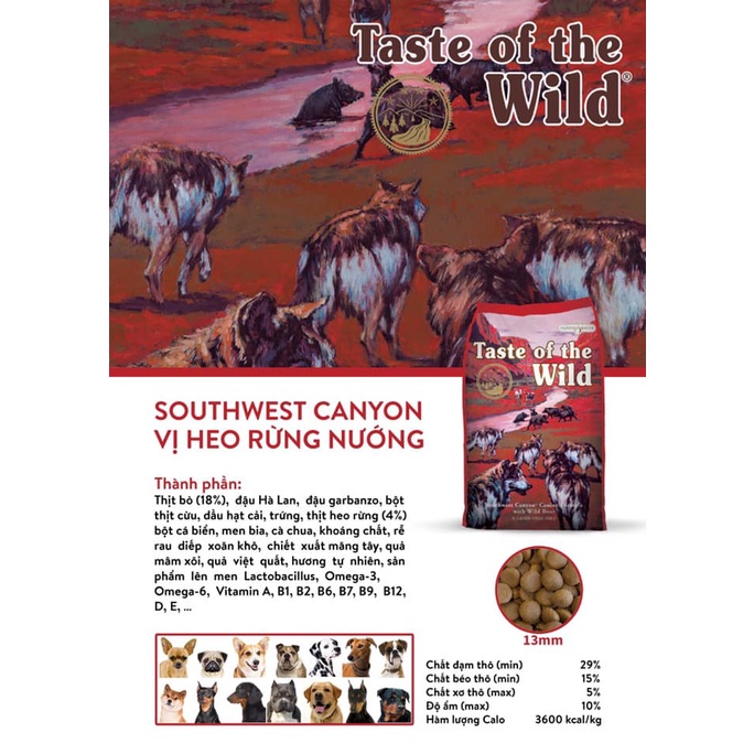 Thức Ăn Cho Chó Poodle Phốc Sóc Becgie Chó Con - Taste Of The Wild - Đồ Ăn Cho Chó Bao 500g & 2kg