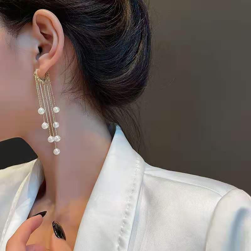 Tuyên bố của phụ nữ Bông tai tua rua dài bằng ngọc trai 2021 Xu hướng mới Trang sức Borong thanh lịch của Hàn Quốc