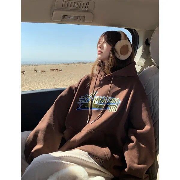 Áo HOODIE màu trơn họa tiết chữ Ulzzang UNISEX D36