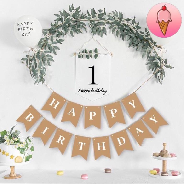 Set Trang Trí Sinh Nhật Style Tự Nhiên Hàn Quốc - S03K19