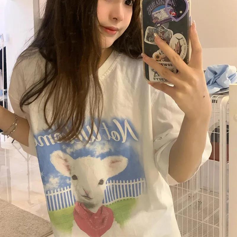 NRVP Áo Thun 100% Cotton Dáng Rộng Thời Trang Hàn Quốc Cho Nữ