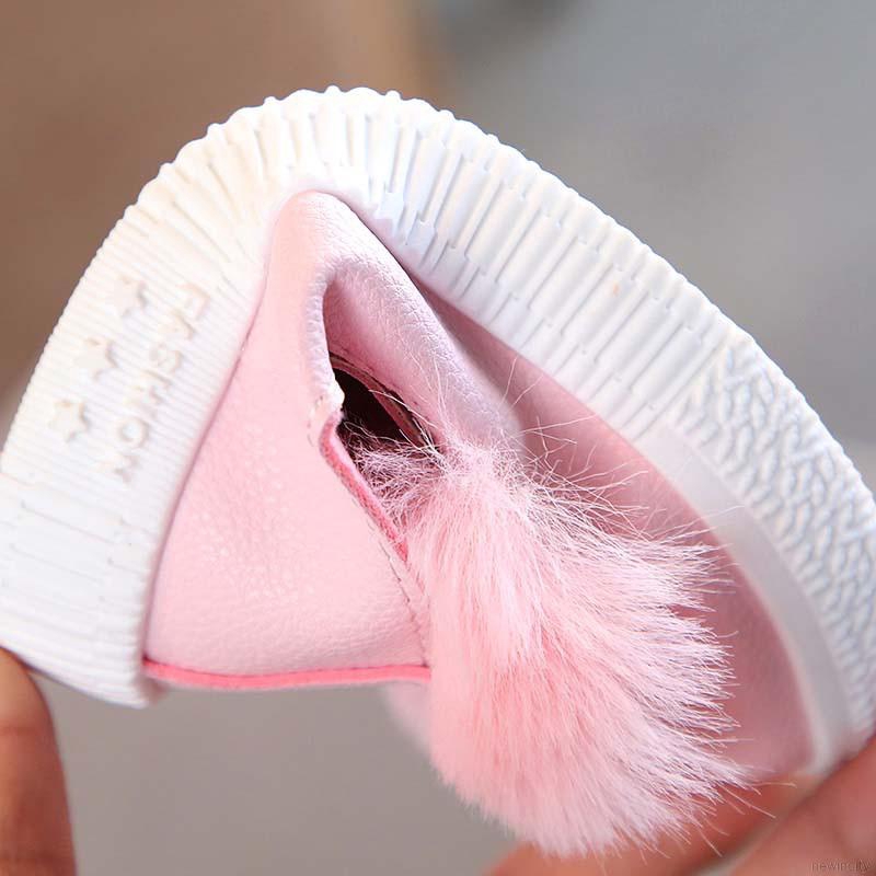 Giày Búp Bê Tai Thỏ Phối Lông Dễ Thương Dành Cho Bé Gái