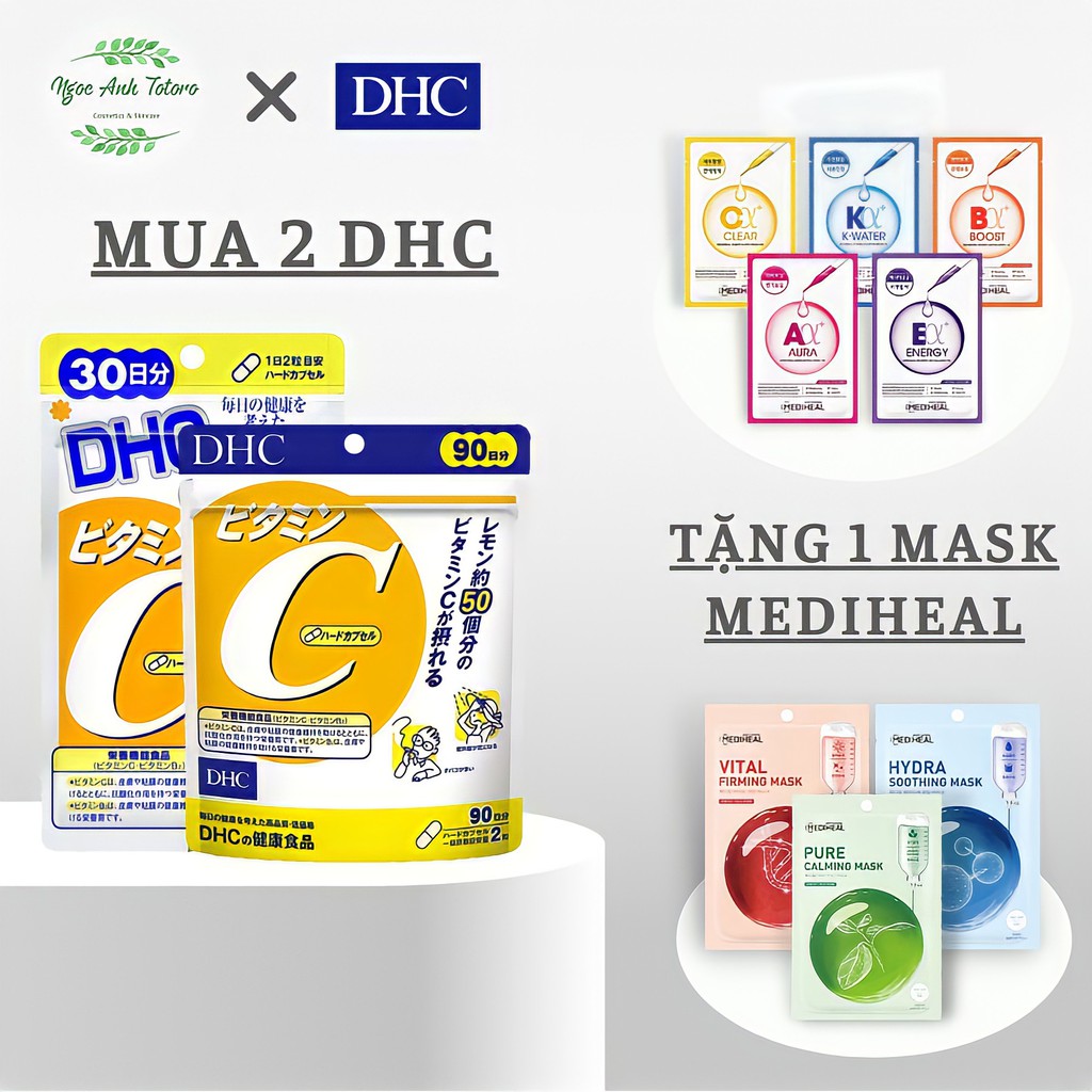 Viên uống vitamin C DHC Nhật Bản tặng mask mediheal