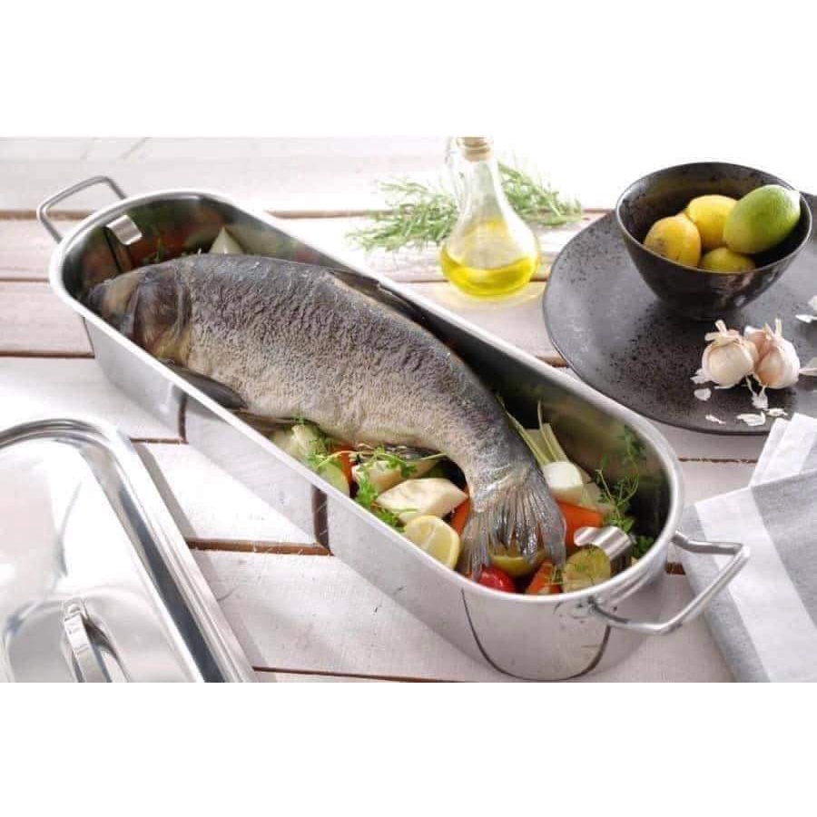 Nồi hấp cá KitChen Craft 55cm, thép không gỉ Cromagan, dùng cho mọi loại bếp - Nhập Đức