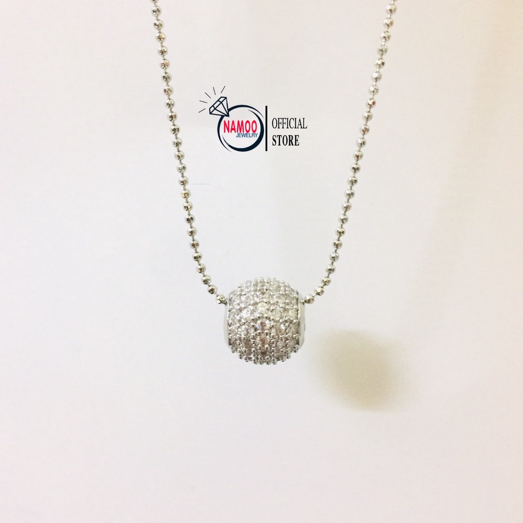 Dây Chuyền Bạc Nữ Quả Cầu Đá V809, Dây Mạ Bạc 925 dài dây 45cm Namoo Jewelry