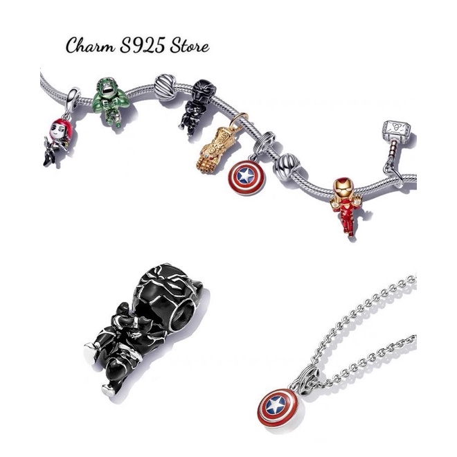 CHARM PAN ALE MARVEL THE EVENGERS BLACK PANTHER BẠC S925 CAO CẤP