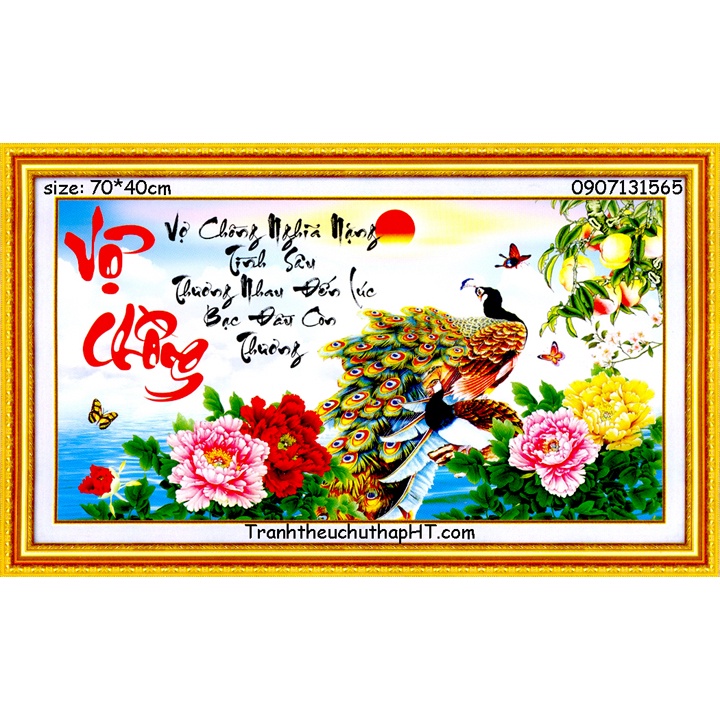 Tranh đính đá Vợ chồng 90*50cm - tự đính