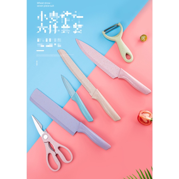 [Hàng Sẵn] SET Dao kéo 6 món Everrich Kitchen Lúa Mạch sịn sò siêu sắc bén thân thiện với môi trường