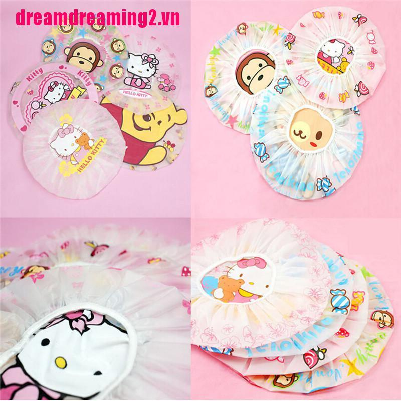 Bộ 2 Mũ Trùm Tóc Chống Thấm Nước Họa Tiết Hoạt Hình Dễ Thương