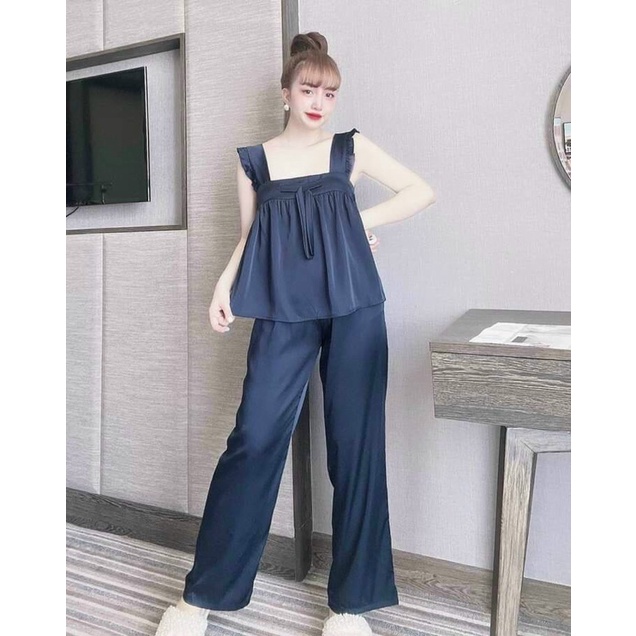 Bộ Ngủ Sexy- Đồ Ngủ Satin Quần Dài Form 40-55kg
