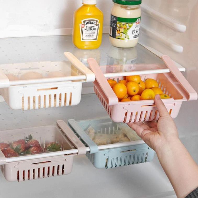 Khay Nhựa Gài Tủ Lạnh 💖FREESHIP💖Rổ đựng thực phẩm gài tủ lạnh có thể thu vào giãn ra, tiết kiệm diện tích cho tủ lạnh