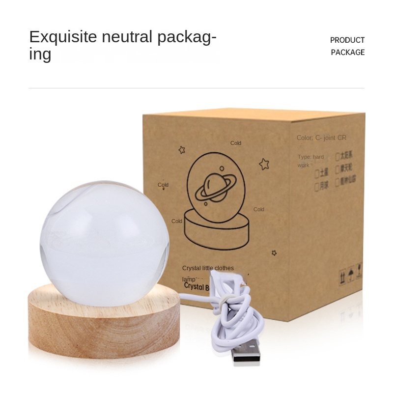 Quả Cầu Pha Lê Hình Mặt Trăng galaxy Phát Sáng Cổng USB Độc Đáo Trang Trí Bàn Làm Việc