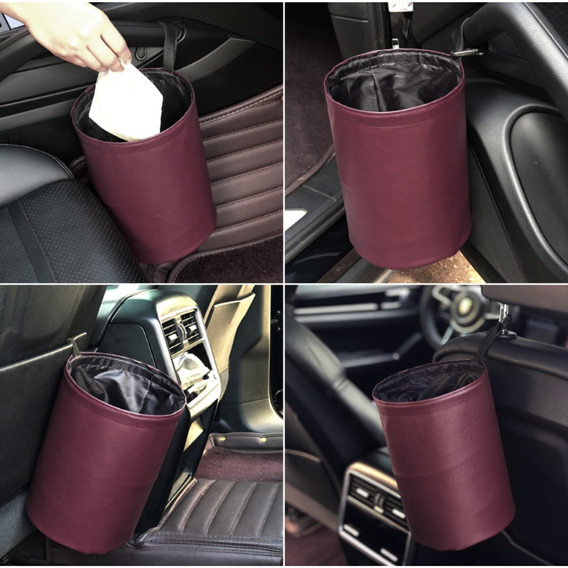 Thùng Rác Bằng Da Chống Nước Tiện Dụng Cho Xe Hơi