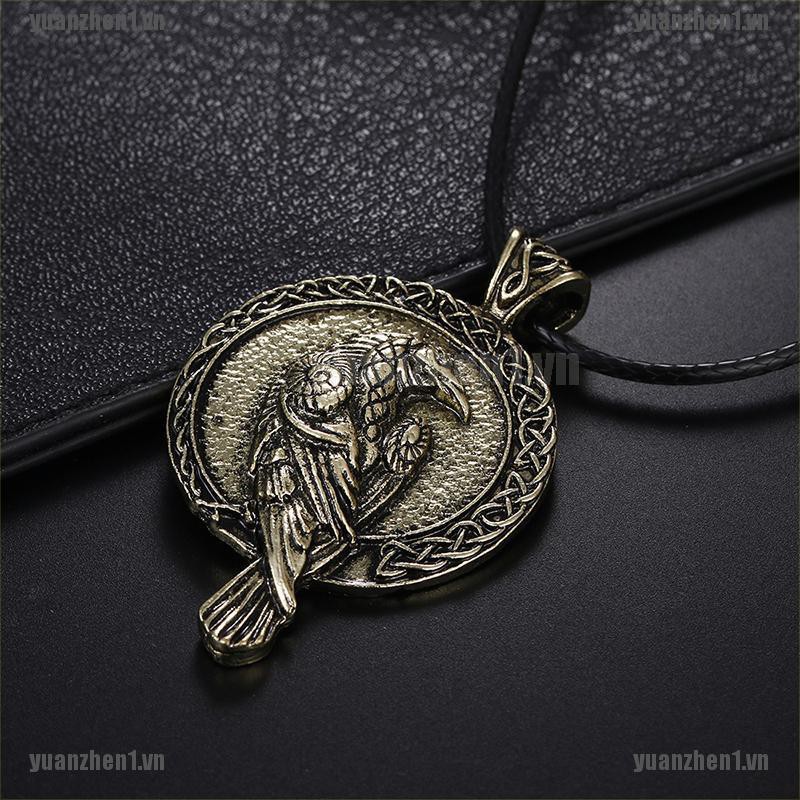 [YUANZHEN1] Vòng cổ Mặt Hình Chim Quạ Đen Viking Raven Phong Cách Bắc Âu Cho Nam Và Nữ